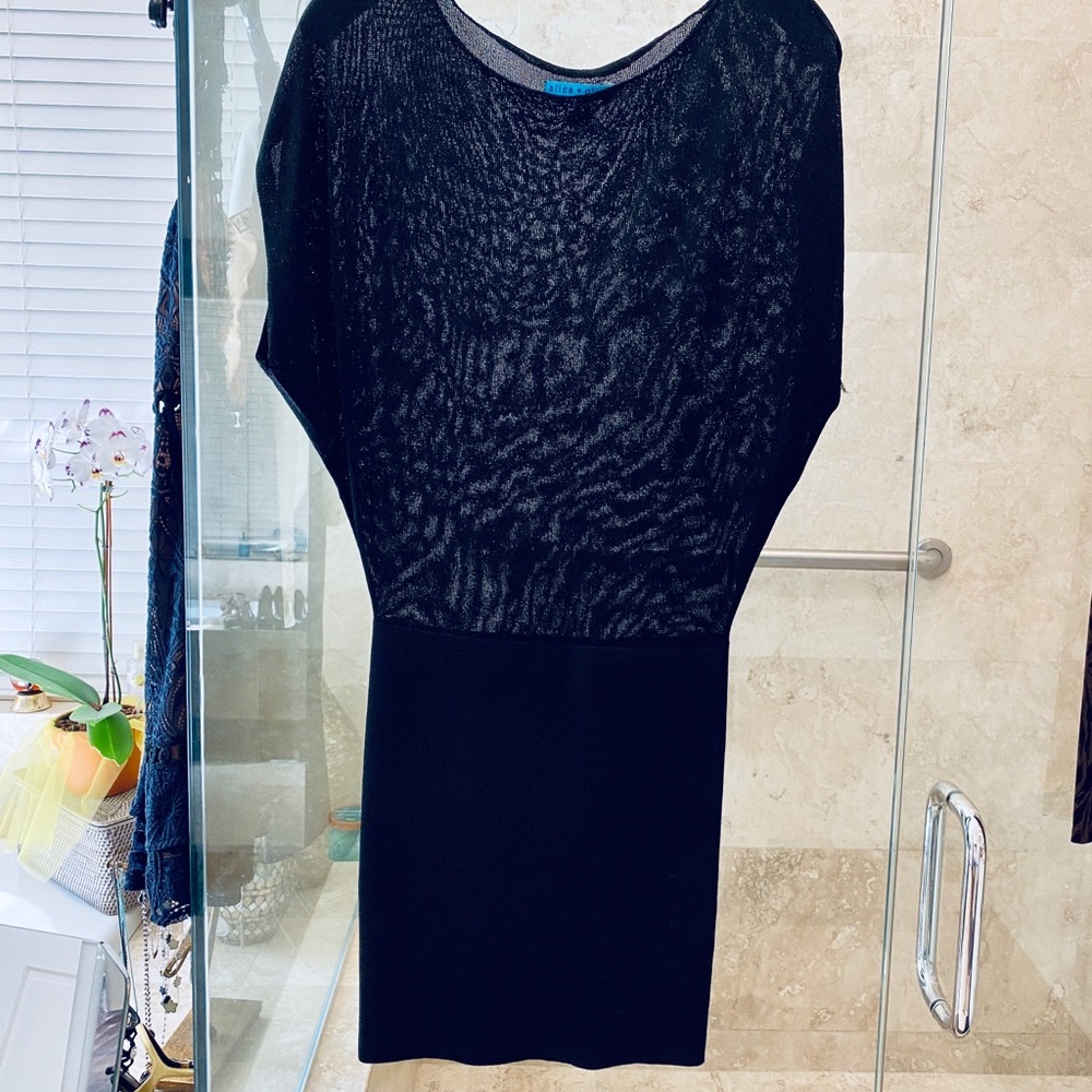 Alice+Olivia Corinne Black Metallic Blouson Dress - Picture 2 of 10